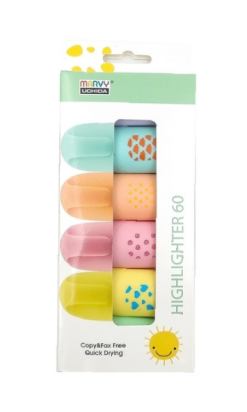 Bộ 6 Bút Dạ Quang Marvy 60 - Màu PASTEL HL60P - 6V